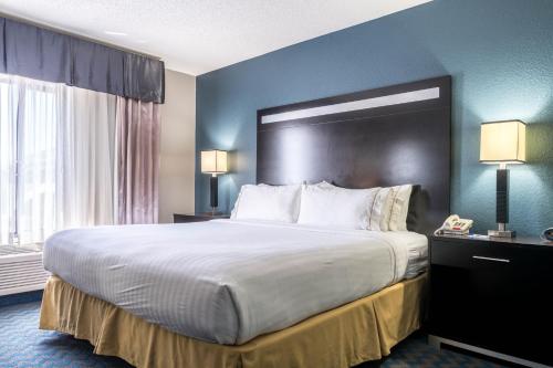 a large bed in a hotel room with two lamps at Holiday Inn Express & Suites Roanoke Rapids by IHG in Roanoke Rapids