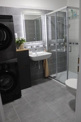Koupelna v ubytování Apartmán Nerudova Zahrada