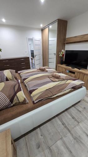 Ένα ή περισσότερα κρεβάτια σε δωμάτιο στο Apartmán Slobody 4