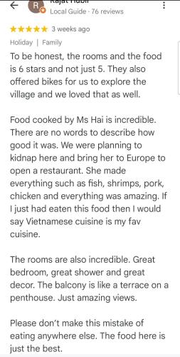 a text message from a woman complaining about food at Comfy Riverside Mekong homestay Ben Tre in Ấp Phú Hòa (3)