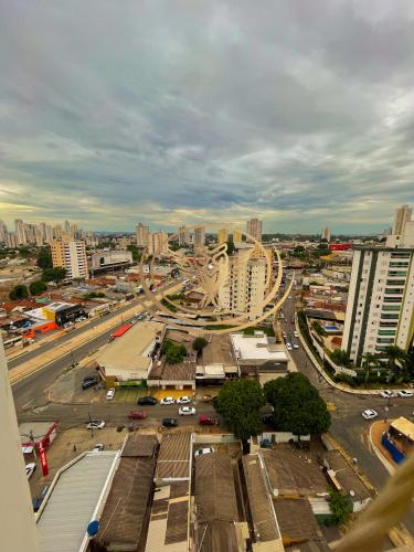 an aerial view of a city with buildings and a street at Coruja Imob - Flat Crystal Place in Goiânia