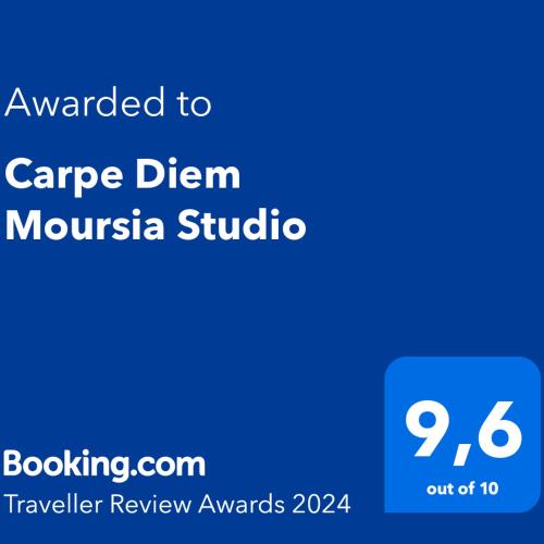 a blue sign with the text packaged to cape dream monkey studio at Carpe Diem Moursia Studio in Liapades