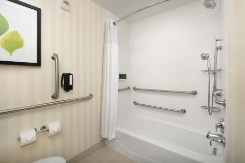 a bathroom with a bath tub and a toilet at Fairfield Inn & Suites Baltimore BWI Airport in Linthicum Heights