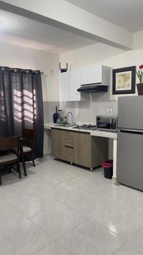 Η κουζίνα ή μικρή κουζίνα στο Departamento NEEM a 5 min del malecón