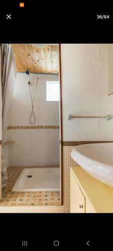 a bathroom with a shower and a sink at Villa Teresa in Trappeto