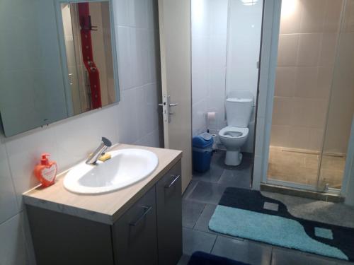 un baño con lavabo e inodoro en Résidence les jardins secrets, en Romilly-sur-Seine