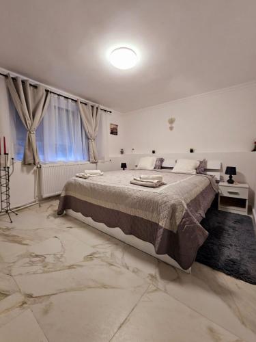 Кровать или кровати в номере Cazare Apartamente IRIS