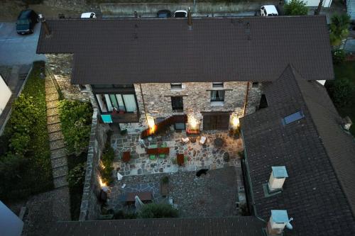 an overhead view of a house with lights on it at Antica Sosta dei Viandanti in Cadenazzo