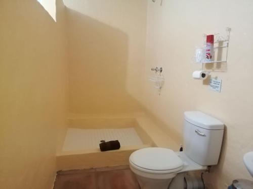 a small bathroom with a toilet and a sink at The Retreat Country Lodge in Romelcoh