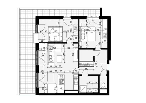 a floor plan of a house at Wien Schwechat Apartment Airport in Schwechat