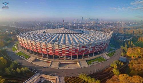 an overhead view of a large building in a city at Sawa 7 WiFi8Gbs 85'TV 4K Netflix in Warsaw