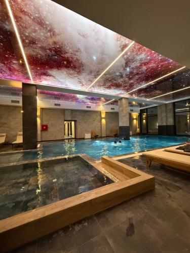 a large swimming pool with a universe mural on the ceiling at Fashion Residence Hill in Kopaonik