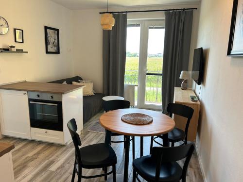 Kuchyň nebo kuchyňský kout v ubytování Samorin XBS view apartman plus parking