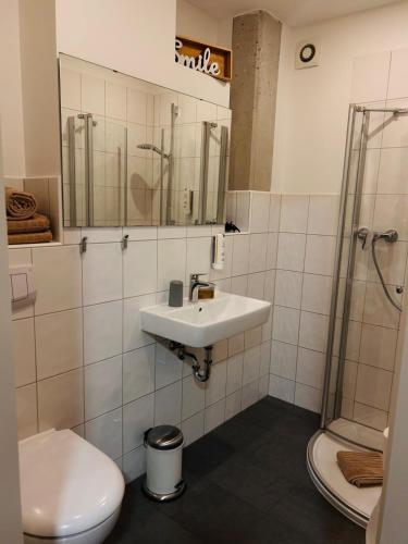 Salle de bains dans l'établissement Pension Osthoff