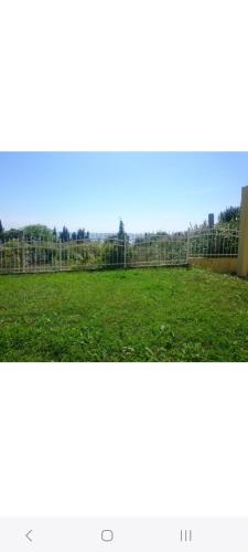 two pictures of a field of green grass at Guest house Vila Luka 2 in Portorož