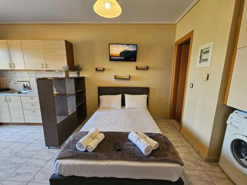 Postel nebo postele na pokoji v ubytování Serenity LX Apartments