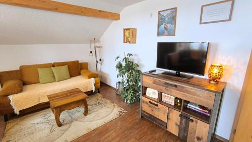 TV a/nebo společenská místnost v ubytování Gästehaus Alpenblick