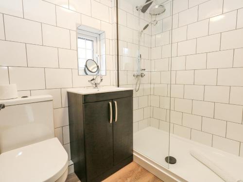 un bagno con wc, lavandino e doccia di Miller's Cottage a Dorchester