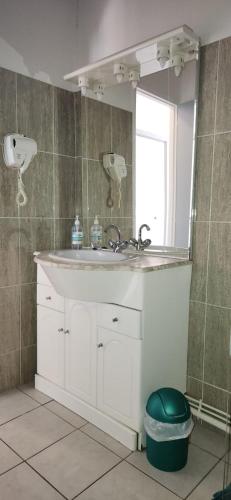 une salle de bain avec un lavabo et un miroir dans l'établissement Studio proche CHU BORDEAUX, à Bordeaux