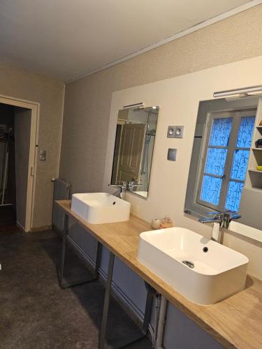 une salle de bain avec un lavabo blanc et un miroir dans l'établissement MAIRIE -APPT 75M2 -3 CHBRES Séparées, à Rennes