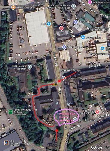 a map of the intersection of a street at Blanca apartment in Oban