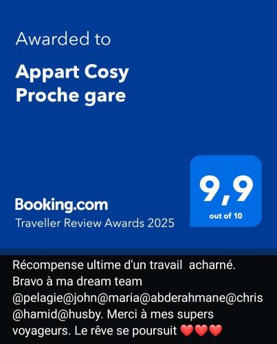 a screenshot of a phone screen with a text message at Appart Cosy Proche gare in Mantes-la-Jolie