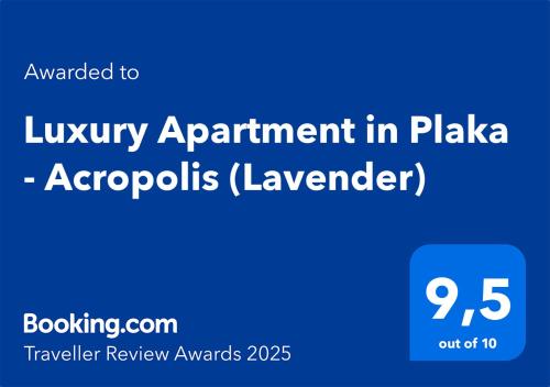 Certifikát, ocenenie alebo iný dokument vystavený v ubytovaní Luxury Apartment in Plaka - Acropolis (Lavender)