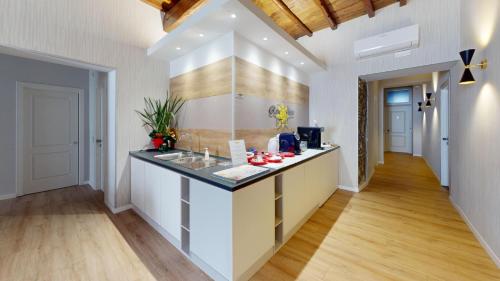 a kitchen with a counter top in a room at ROME'S GLORIA HOTEL in Rome