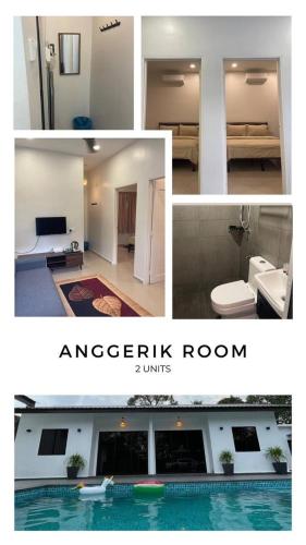 a collage of photos of an apartment room and a pool at Villa The Quarry Segamat in Segamat