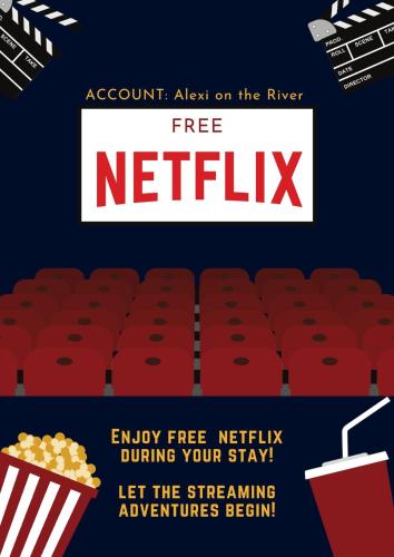 a poster for a movie with popcorn and a drink at Modernes Wasserfront Wohnung, Terrasse, Parkplatz in Flörsheim