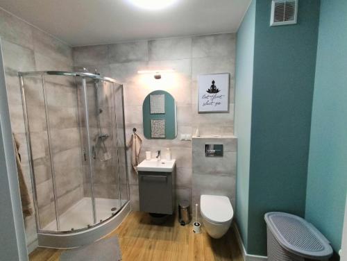 Koupelna v ubytování Jaśminowy Apartament