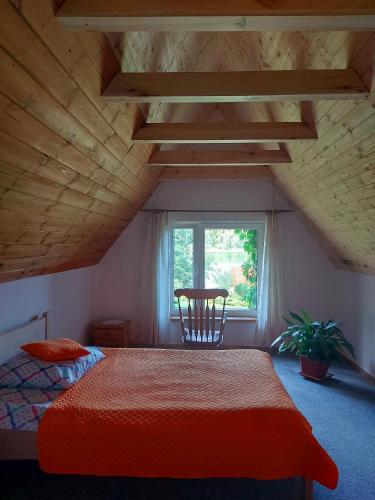 a bedroom with a large bed and a window at U Andrzeja i Ewy in Kocioł
