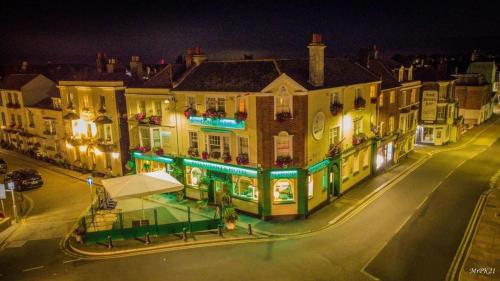 an overhead view of a city street at night at Dunkerley's Hotel and Restaurant in Deal