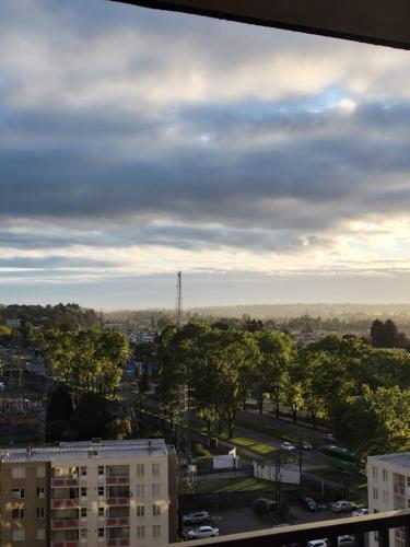a view of a city with trees and buildings at Departamento Salida Norte Temuco in Temuco
