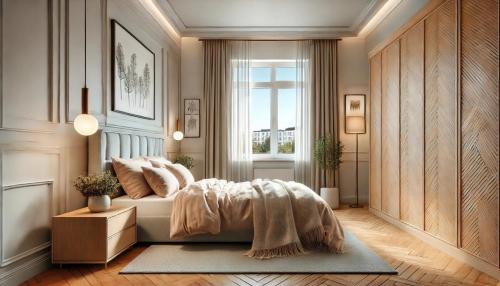 une chambre avec un lit et une fenêtre dans l'établissement Charmant T2 a Colomiers, à Colomiers