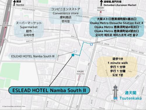 a map of seshald hotel narmada south ii at ESLEAD HOTEL Namba South Ⅱ in Osaka