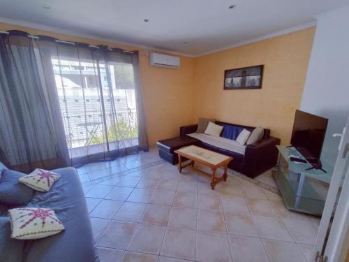 un salon avec un canapé et une télévision dans l'établissement Superb appartement - près des plages, à Nice