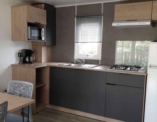 Dapur atau dapur kecil di Camping Le Moulin des Effres