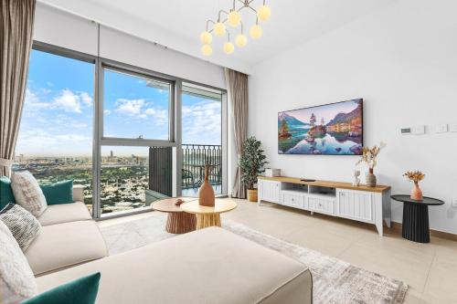 Et sittehjørne på Elegant 1BR in Heart of Dubai, Walk to Top Malls