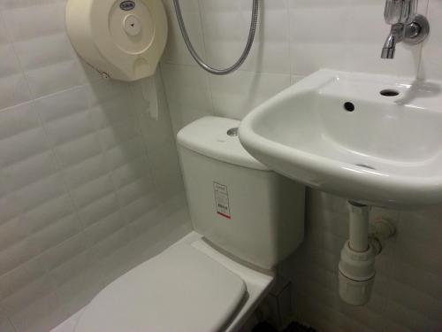 a bathroom with a toilet and a sink at Sun Shine Guest House in Hong Kong