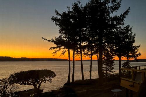 a group of trees in front of a body of water at Sunset Studio in Tyee Beach