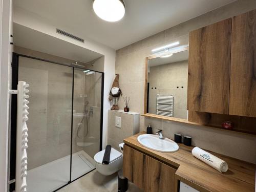 Koupelna v ubytování Steblaj apartments Park