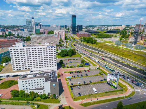 Výhľad na mesto Katovice alebo výhľad na mesto priamo z hotela