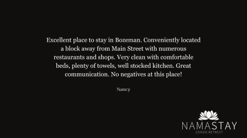 a black background with a picture of a text box at Your Downtown Urban Sanctuary - Walk to EVERYTHING in Bozeman