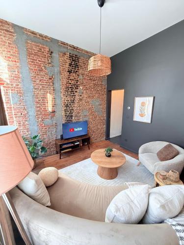 Χώρος καθιστικού στο Cosy house with city garden near Antwerp-central