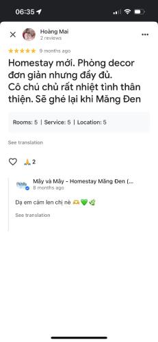 a screenshot of a text message on a cell phone at Mây và Mây - Homestay Măng Đen in Kon Von Kla