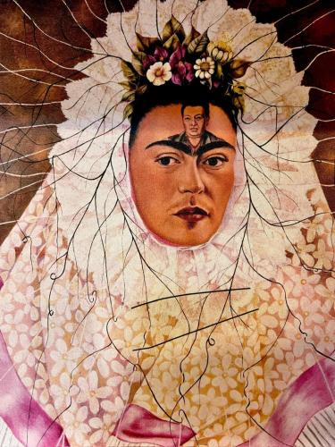 a painting of a man with flowers on his head at KW Hacienda in Upper Sturt