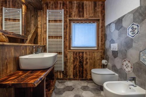 a bathroom with a sink and a toilet at Baita Mas al Rif in Rabbi