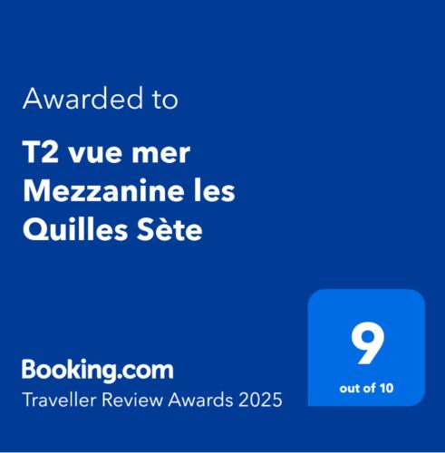 une capture d'écran d'un téléphone portable avec le texte mis à niveau pour nous membrane moins dans l'établissement T2 vue mer Mezzanine les Quilles Sète, à Sète