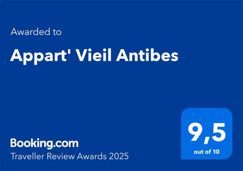 a blue sign with the words appart vital entities at Appart' Vieil Antibes in Antibes
